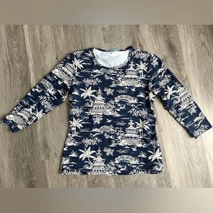 Dark blue Asian long sleeve small shirt